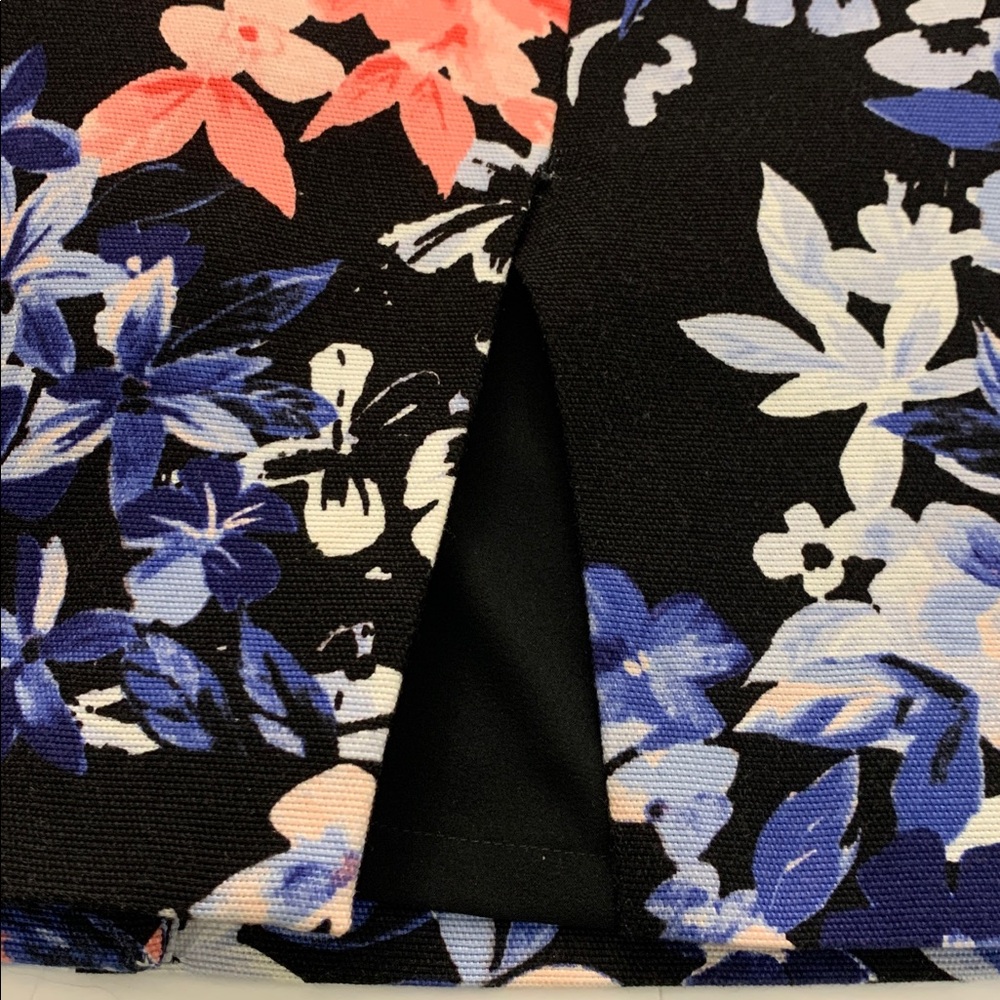 Talbots Black A-Line Lined Skirt with Blue and Pink Floral - Picture 5 of 13